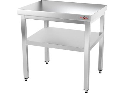 Stainless steel work table with bottom shelf without rear edge - 1.0 x 0.7 m