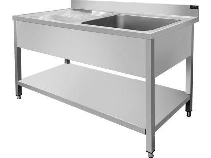 Nerezový drez so spodnou policou 1,2 m - 1 umývadlo vpravo, hĺbka 70 cm