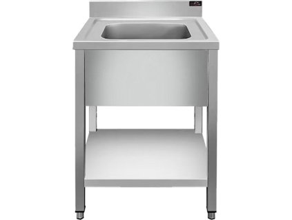 Edelstahlspüle mit unterer Ablage 0,7 m – 1 Spüle, Tiefe 60 cm