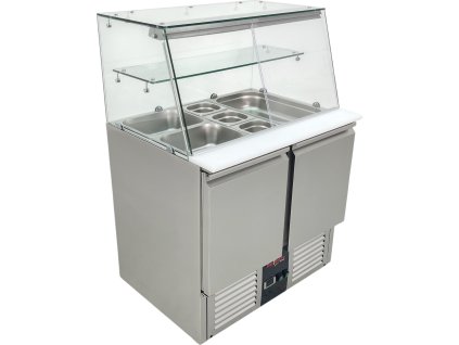 Saladeta (GN) - z 2 drzwiami i szklanym blatem 900 x 700