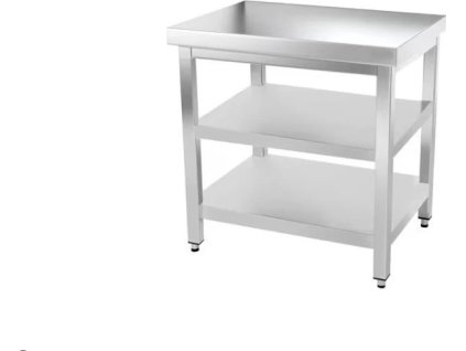 PREMIUM stainless steel workbench with two shelves without back edge 1.0 m