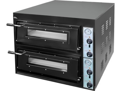 Schwarzer Pizzaofen aus Edelstahl - Zweikammer - 910x1120x750