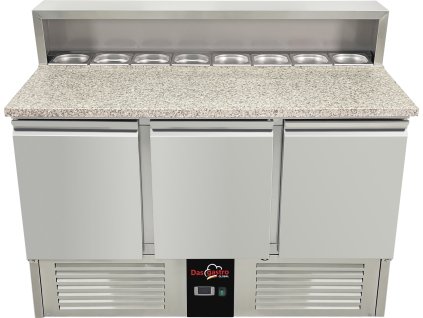 stůl chladící se saladetou - 1,37 x 0,7 m - se 3 dvířky