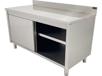 Edelstahl-Arbeitsschrank 1,4 x 0,7m - mit Schiebetüren und Heckblende