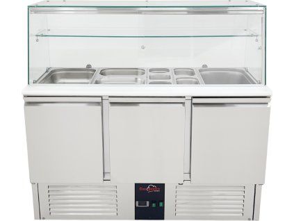 Saladeta (GN) - with 3 doors and glass top with light