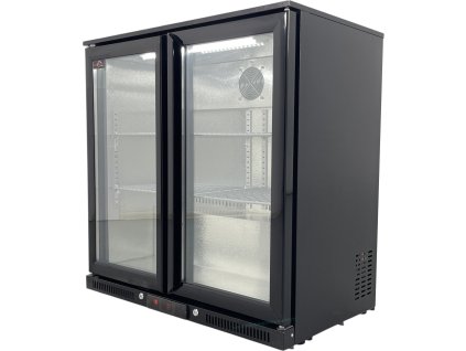 Barkühlschrank - 0,9 m - 190 l - mit 2 Glastüren und 2 Ablagen - schwarz