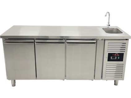 Freezer table with sink and 3 doors
