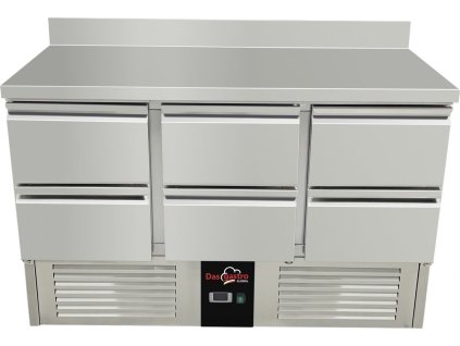 Cooling table / preparation table 1.37 mx 0.7 m - with 6 drawers and rear edge