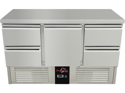 Kühltisch - 1,37 x 0,7 m - mit Tür in der Mitte und 4 Schubladen