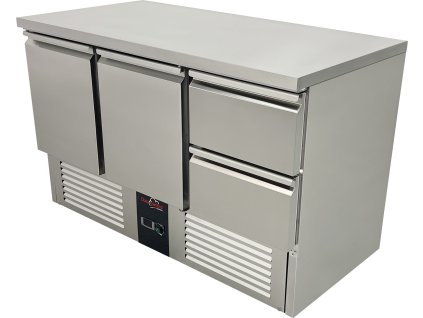 Kühltisch - 1,37 x 0,7 m - mit 2 Türen und 2 Schubladen rechts