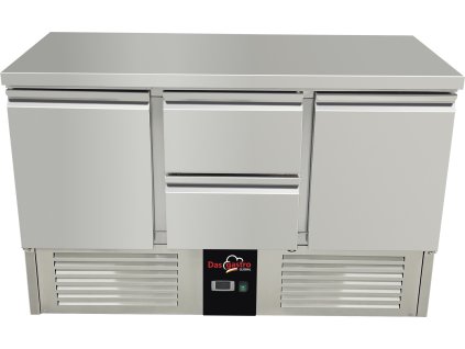 Kühltisch - 1,37 x 0,7 m - mit 2 Türen und 2 Schubladen in der Mitte