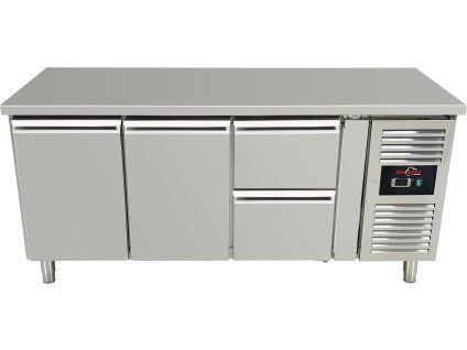 Tavolo refrigerato, 2 ante e 2 cassetti a destra
