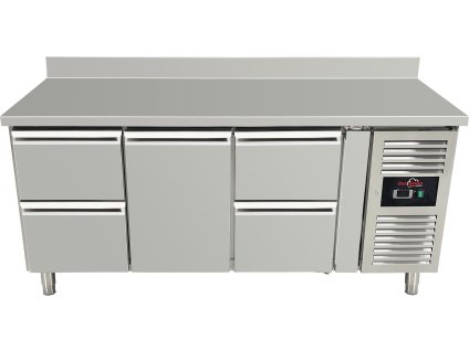 Refrigerated table with edge - 4 drawers and 1 door in the middle