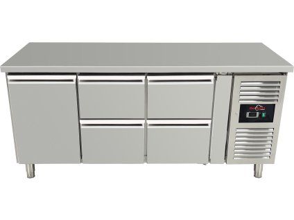 Table réfrigérée, 4 tiroirs et 1 porte à gauche