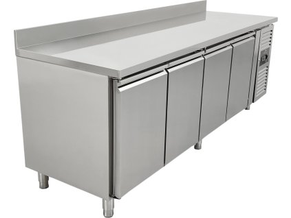 Refrigerated table with 4 doors and rear upstand