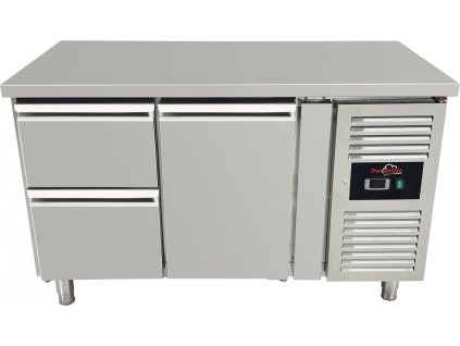 Refrigerated table with 1 door and 2 drawers on the left