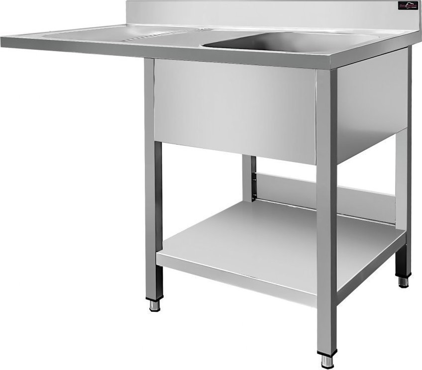 Nerezový dřez k myčce nádobí - 1,2 m, 1 umyvadlo vpravo, hloubka 70 cm