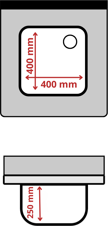 Nerezový dřez se spodní policí 0,60 m - 1 umyvadlo, hloubka 60 cm Otvor pro baterii: 3️⃣ 34 mm uprostřed🔴🔨⚠️