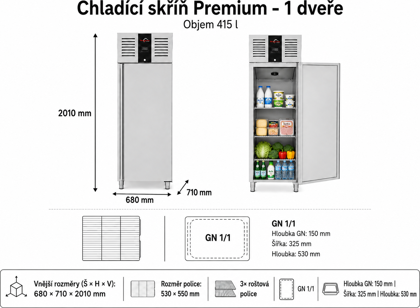 Lednice 400 litrů nerezová