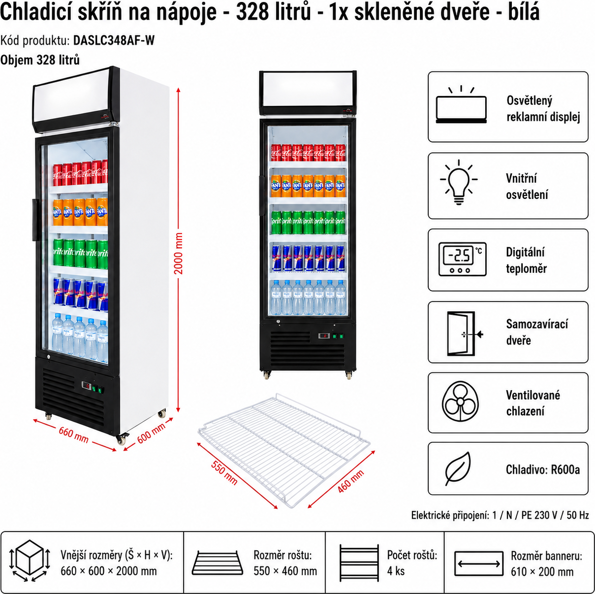 Chladnička na nápoje - 328 litrů bílá