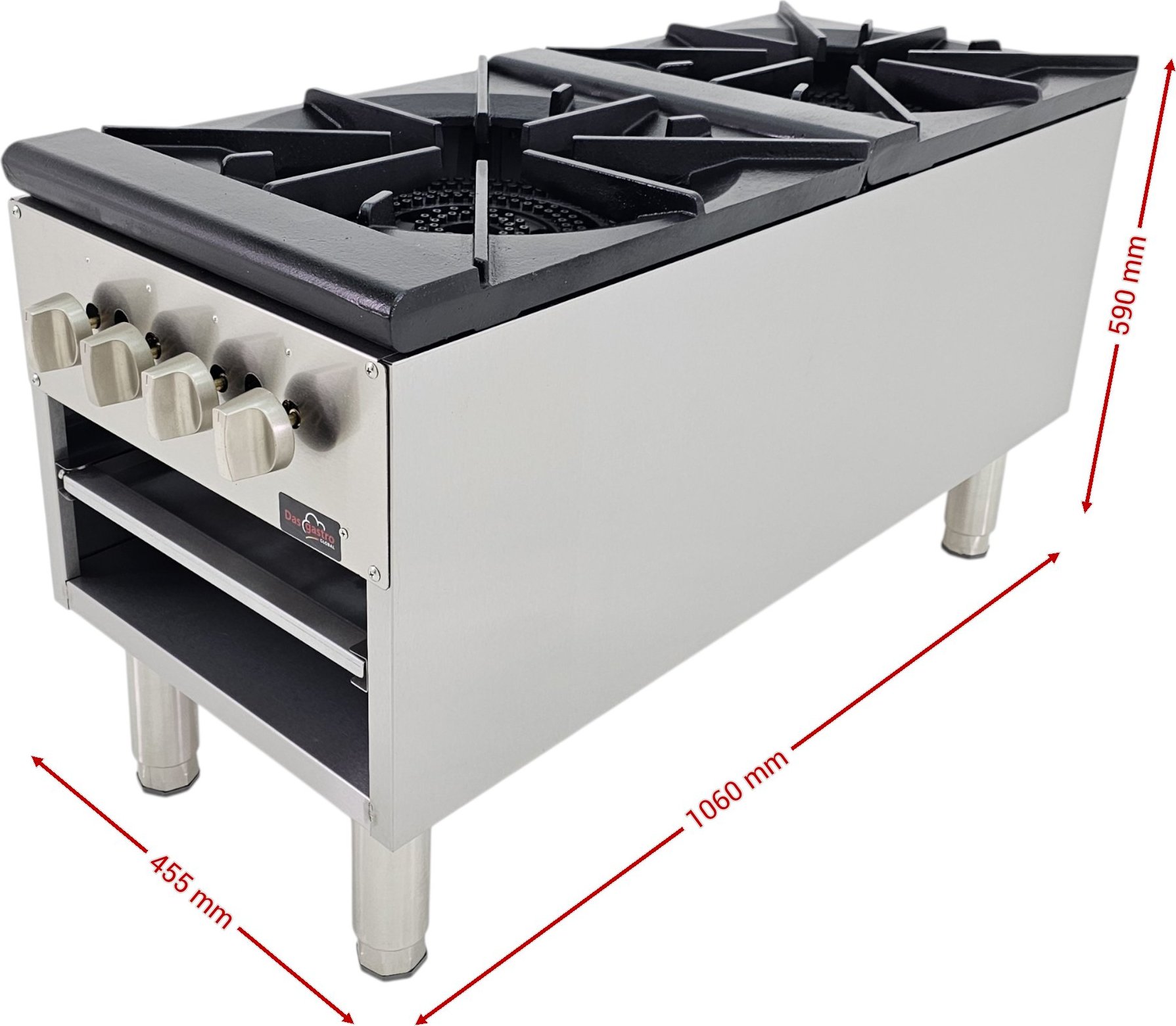 Plynový sporák RB – 2 varná místa / 4 hořáky, 48 kW