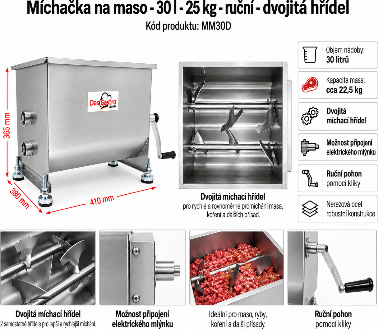 Elektrická míchačka na maso 30 l