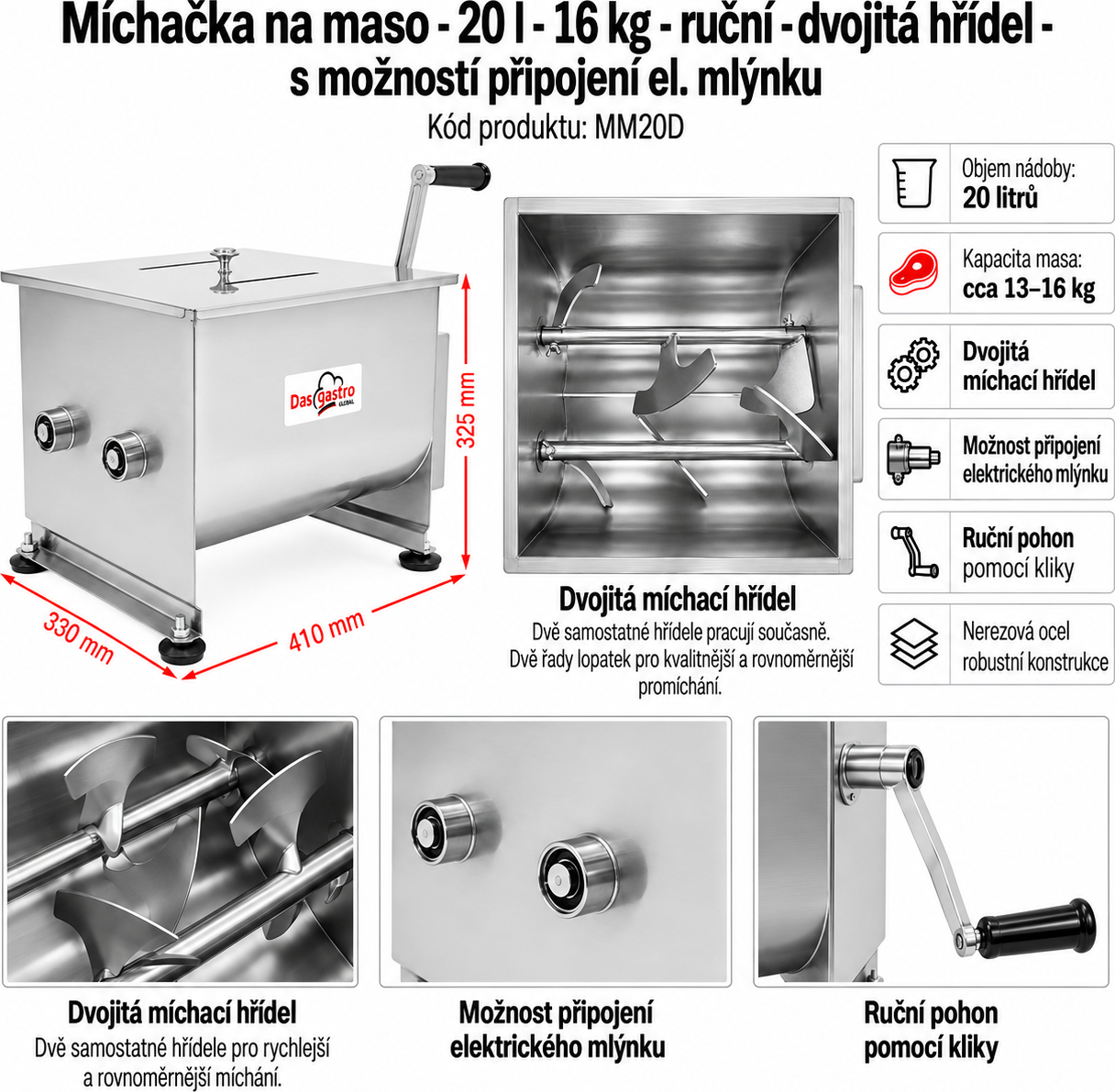 Elektrická míchačka na maso 20 l