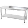 Edelstahl-Arbeitstisch PREMIUM mit unterer Ablage ohne hinteren Rand, 1 800 × 600 mm