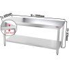 PREMIUM stainless steel workbench with bottom shelf without back edge 1.8 m