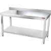 PREMIUM stainless steel workbench with bottom shelf and rear edge 1.5 m