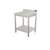 PREMIUM stainless steel workbench with bottom shelf and rear edge 1.0 m