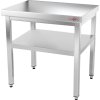 Stainless steel work table with bottom shelf without rear edge - 1.0 x 0.7 m