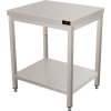 Stainless steel workbench with bottom shelf without back edge - 0.7 x 0.6 m