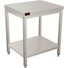 Edelstahl-Arbeitstisch PREMIUM mit unterem Ablagefach ohne hinteren Rand, 700 × 600 mm
