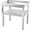 Edelstahl-Arbeitstisch PREMIUM mit unterem Ablagefach ohne hinteren Rand, 700 × 600 mm