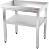 Stainless steel workbench with bottom shelf without back edge - 0.7 x 0.6 m
