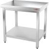 Edelstahl-Arbeitstisch PREMIUM mit unterem Ablagefach ohne hinteren Rand, 700 × 600 mm
