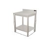 Stainless steel work table with bottom shelf and back edge - 0.7 x 0.6 m