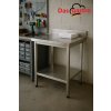 Stainless steel work table with bottom shelf and back edge - 0.7 x 0.6 m