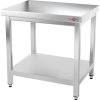 Stainless steel work table with lower shelf without rear edge - 1.0 x 0.6 m