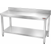 PREMIUM Stainless Steel Work Table with Bottom Shelf and Rear Trim, 1,400 x 600 mm