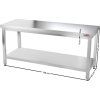 Edelstahl-Arbeitstisch PREMIUM mit unterem Ablagefach ohne hinteren Rand, 1 400 × 600 mm