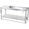 Stainless steel work table with bottom shelf without rear edge - 1.4 x 0.6 m