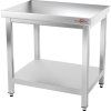 Edelstahl-Arbeitstisch PREMIUM mit unterem Ablagefach ohne hinteren Rand, 600 × 600 mm