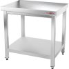 Stainless steel work table with bottom shelf without rear edge - 0.6 x 0.6 m