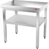 PREMIUM stainless steel workbench with bottom shelf without back edge 0.6 m