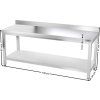 Edelstahl-Arbeitstisch PREMIUM mit unterer Ablage ohne hinteren Rand, 1 500 × 600 mm