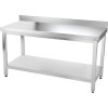 Nerezový pracovný stôl so spodnou policou bez zadného lemu - 1,5 x 0,7 m