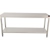 Stainless steel workbench with bottom shelf without back edge - 1.5 x 0.7 m
