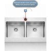 PREMIUM stainless steel sink with two sinks in the middle, lower shelf and 1.4 m rear edge